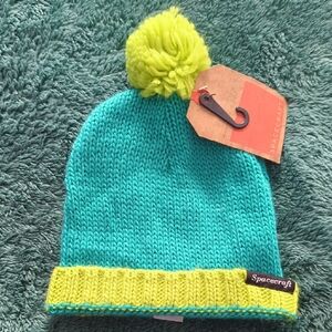 Spacecraft Collective Teal and Electric Yellow Knit Beanie